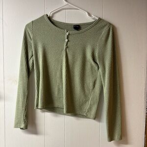 Art Class Olive Ribbed Long Sleeve Tee